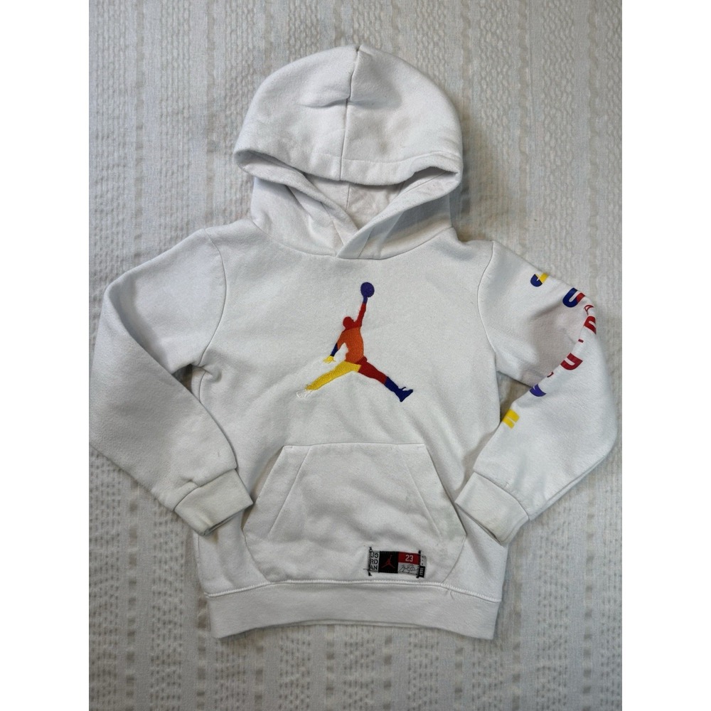 Jordan Jumpman Hoodie Toddler 4T White Multicolor Logo Pullover Sweatshirt